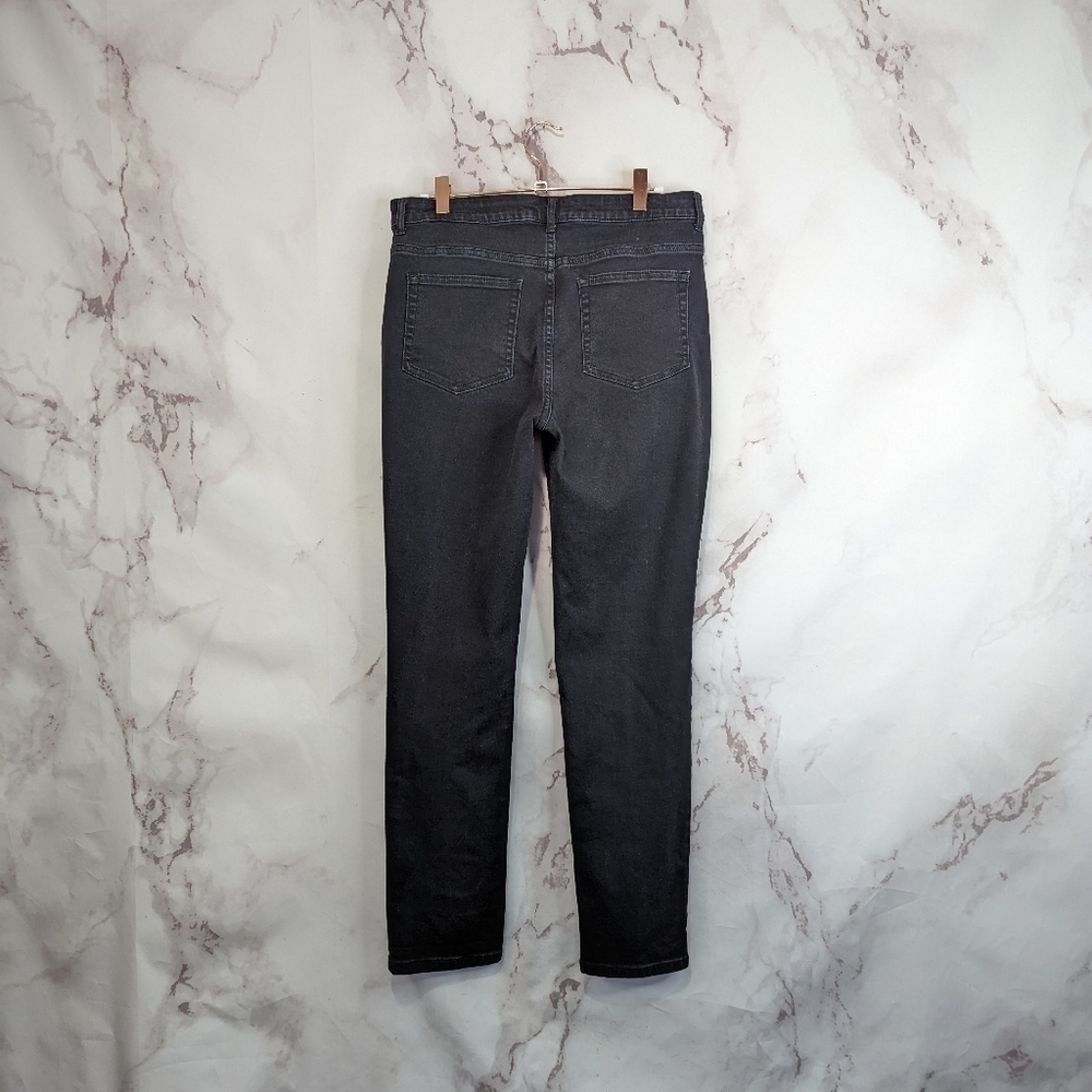 LOGO by Lori Goldstein Denim 10 High Rise Straight Jean Black Crop Ankle 1235